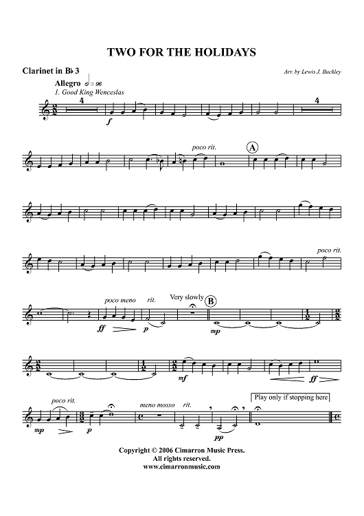 Two For The Holidays - Clarinet 3 in B-flat