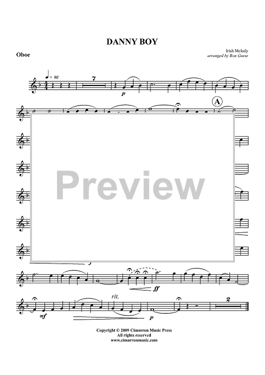 Danny Boy - Oboe