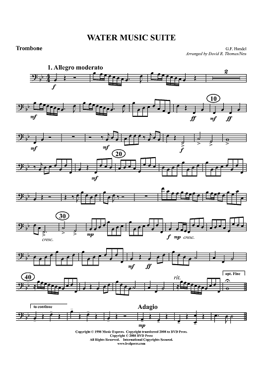 Water Music Suite - Trombone