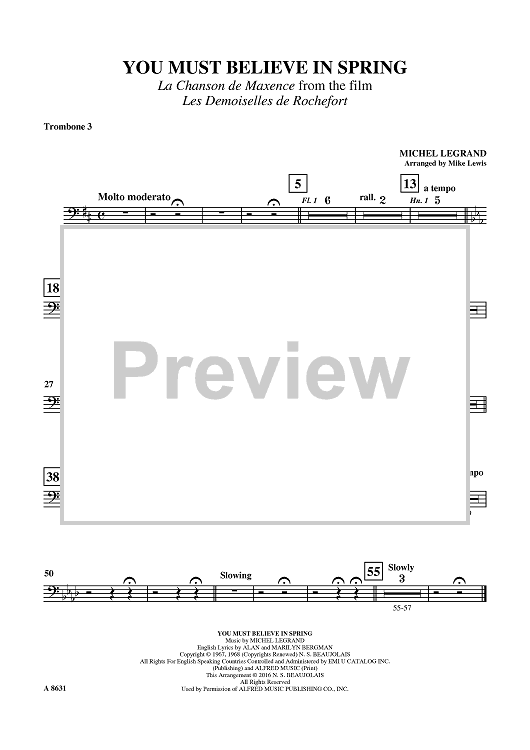 You Must Believe in Spring - Trombone 3