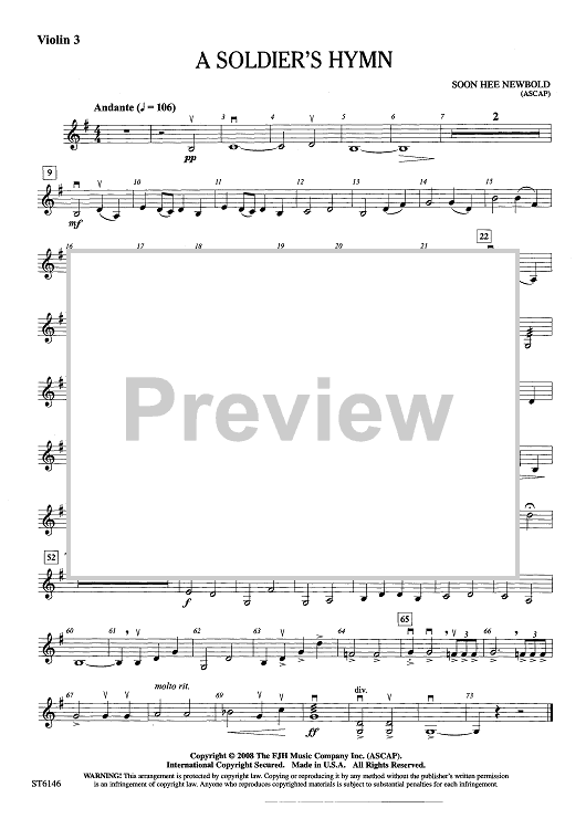 A Soldier's Hymn - Violin 3 (Viola T.C.)