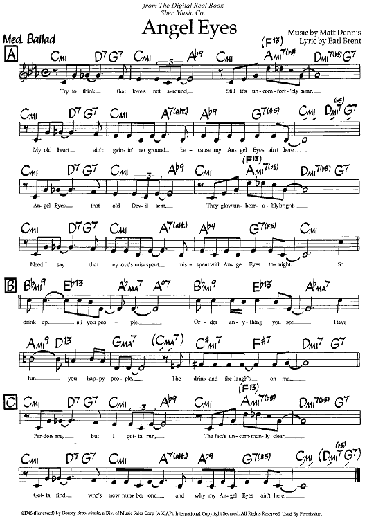 Angel Eyes - C Instruments" Sheet Music by Various for Lead