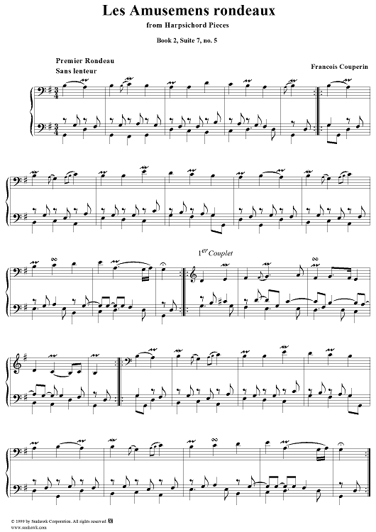 Harpsichord Pieces, Book 2, Suite 7, No.5:  Les Amusemens rondeaux