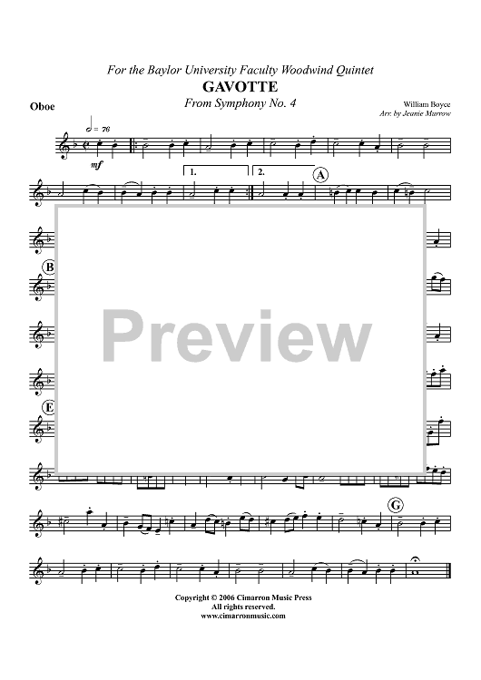 Gavotte (from Symphony No. 4) - Oboe
