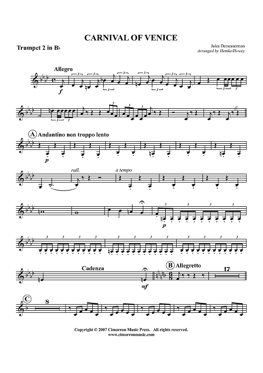 Carnival of Venice - Trumpet 2 in Bb