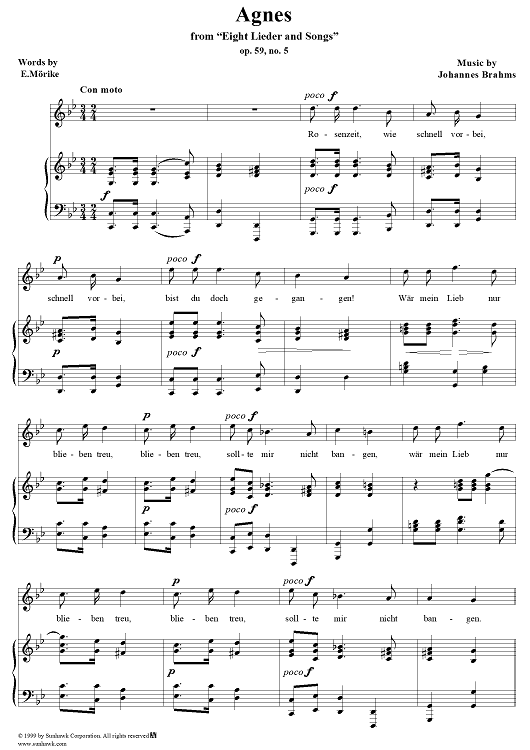 Agnes - No. 5 from "Eight Lieder and Songs"  Op. 59