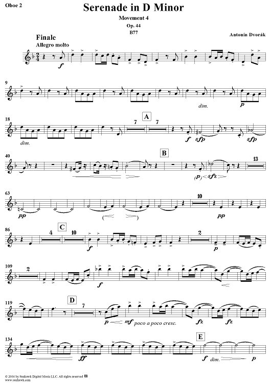 Serenade in D Minor, Op. 44, Movement 4 - Oboe 2