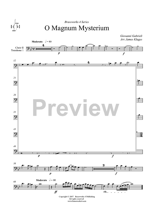 O Magnum Mysterium - Choir 2, Trombone 1
