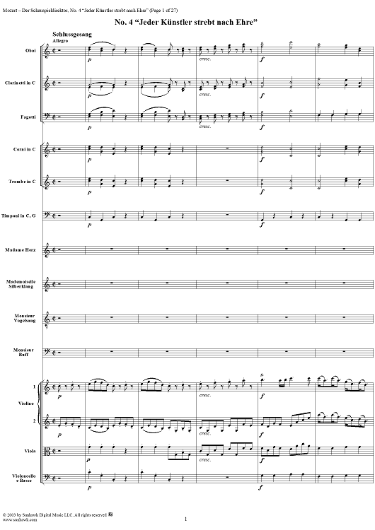 Der Schauspieldirektor - Full Score