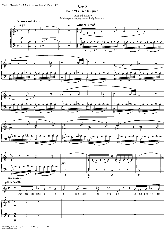 Macbeth, Act 2, No. 9, Scena and Aria. "La luce langue"