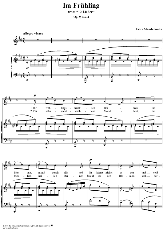 Twelve Lieder, Op. 9, No. 4: "In Springtime" (Im Frühling)