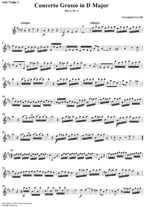 Concerto Grosso No. 4 in D Major, Op. 6, No. 4 - Solo Violin 1