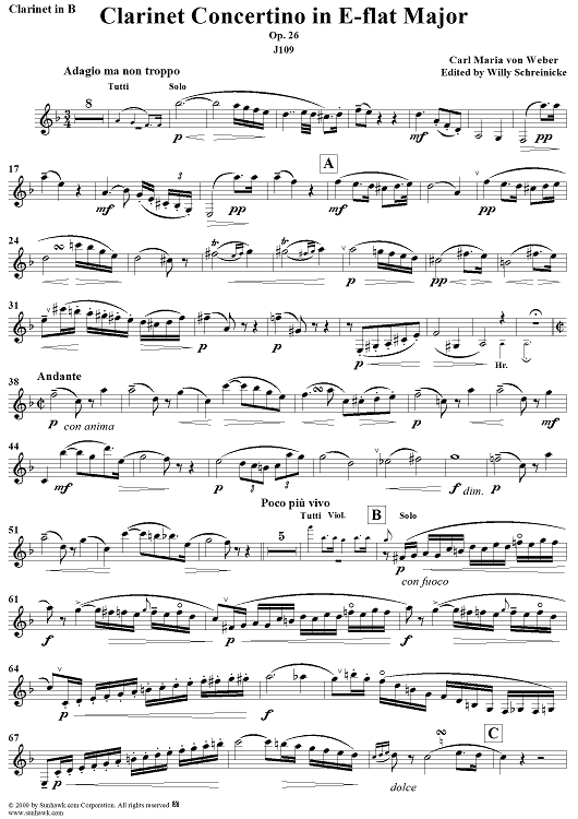 Clarinet Concertino in E-flat Major, Op. 26 - Clarinet