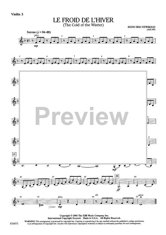 Le Froid De L'Hiver (The Cold of the Winter) - Violin 3 (Viola T.C.)
