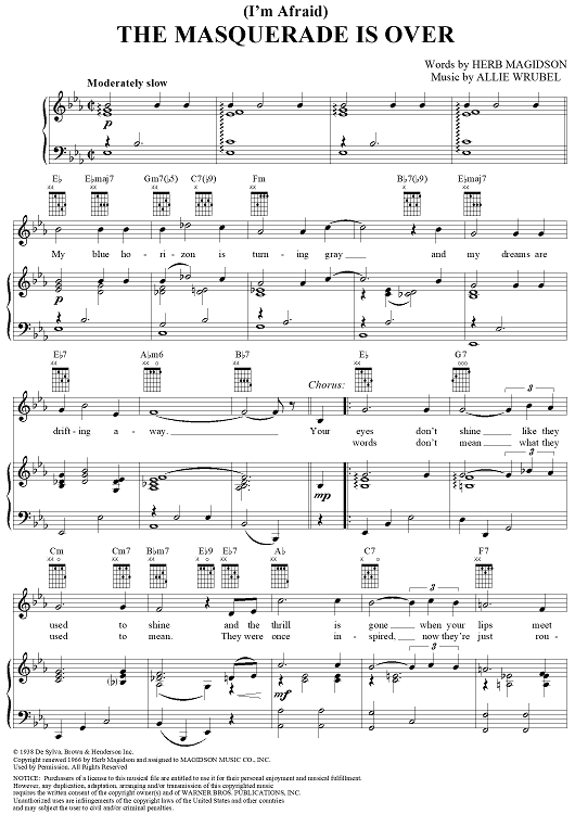 (I'm Afraid) The Masquerade is Over