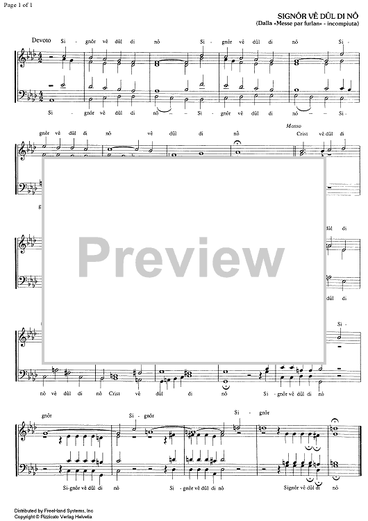 Signor vê dûl di nô from Messe par furlan