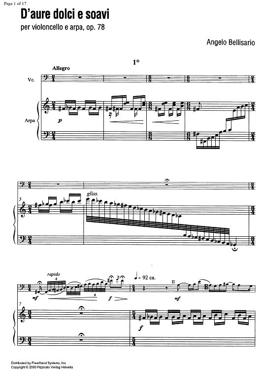 D'aure dolci e soavi Op.78 - Score