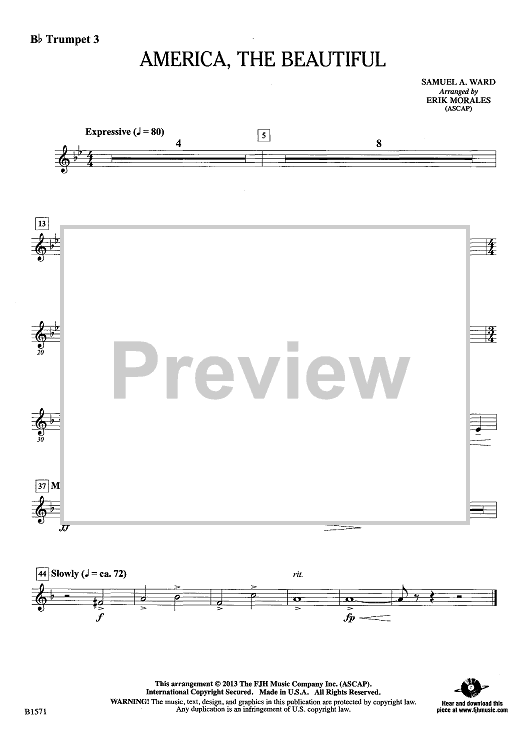 America, the Beautiful - Bb Trumpet 3