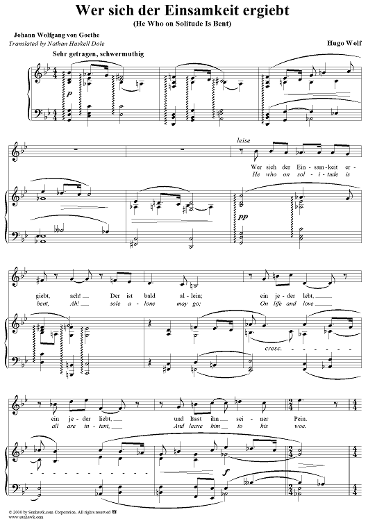 Harfenspieler, 1: Wer sich der Einsamkeit ergiebt, No. 1 from "Goethe Lieder"