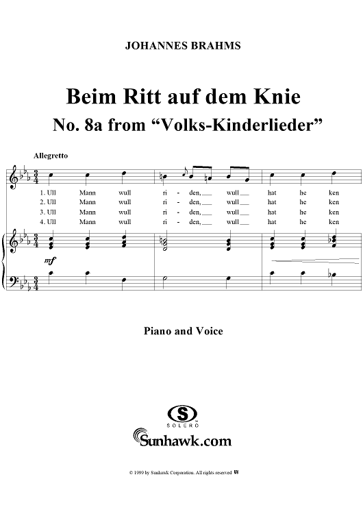 Beim Ritt auf dem Knie - No. 8a from "Volks-Kinderlieder"  WoO 31