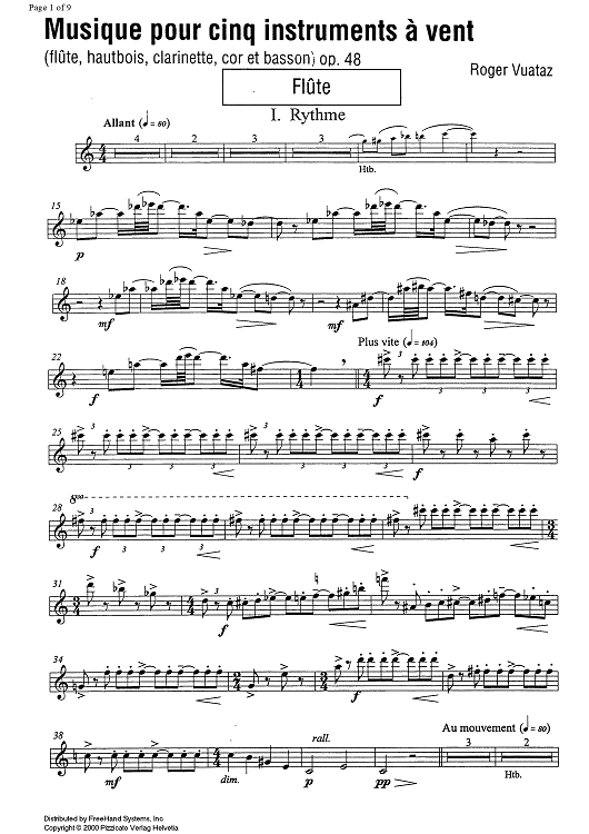 Musique pour cinq instrument à vent Op.48 - Flute