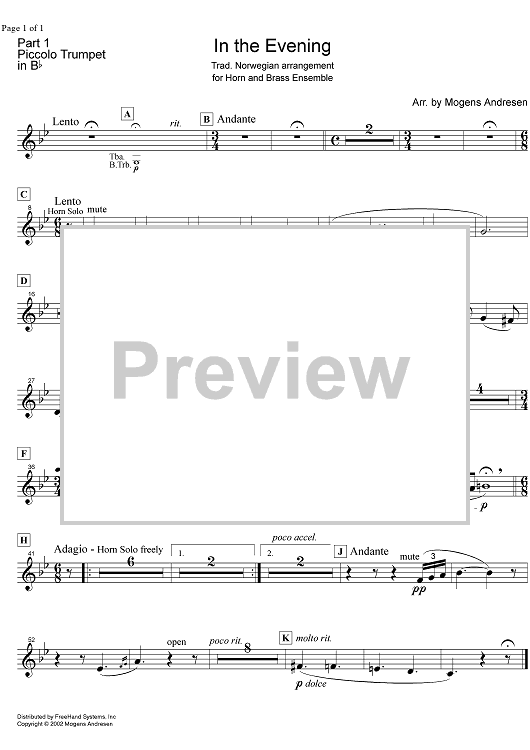 In the Evening - Piccolo Trumpet in B-flat