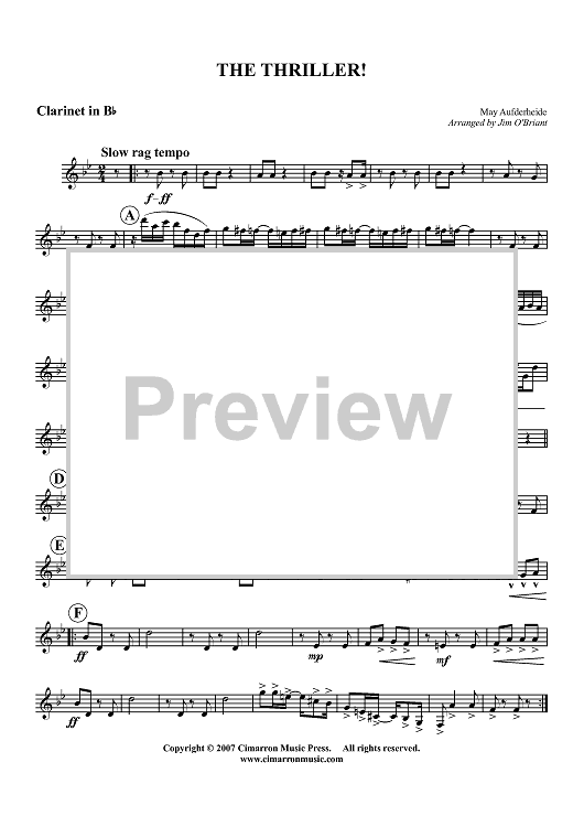 The Thriller (Rag) - Clarinet in B-flat