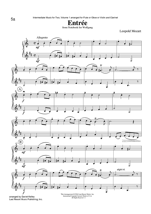 Entrée - from Notebook for Wolfgang