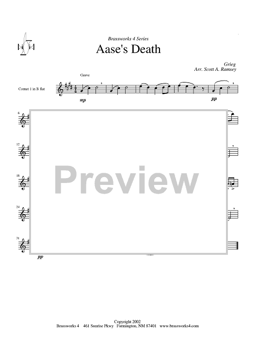 Aase's Death - Cornet 1/Trumpet 1