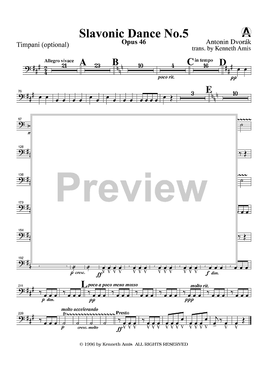 Slavonic Dance No. 5, Op. 46 - Timpani