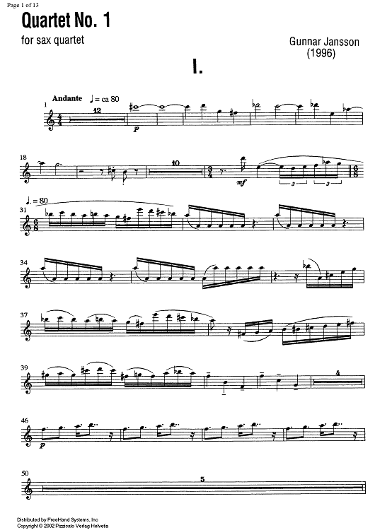 Quartet No. 1 - B-flat Soprano Saxophone