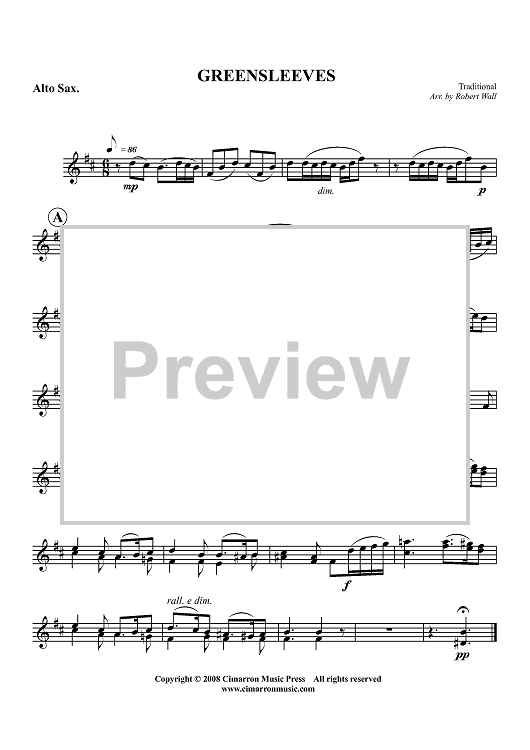 Greensleeves - Alto Sax