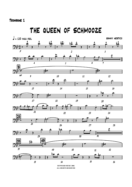 The Queen of Schmooze - Trombone 1