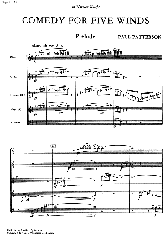 Comedy for Five Winds - Score