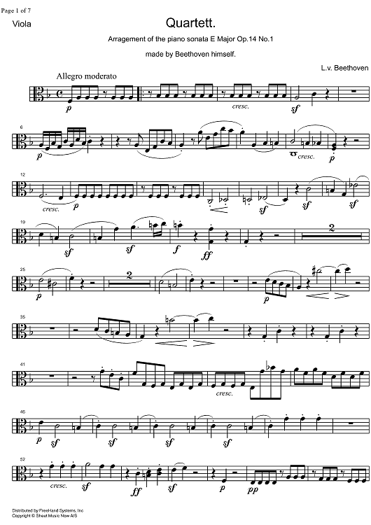 String Quartet F Major Op.14  No. 1 - Viola