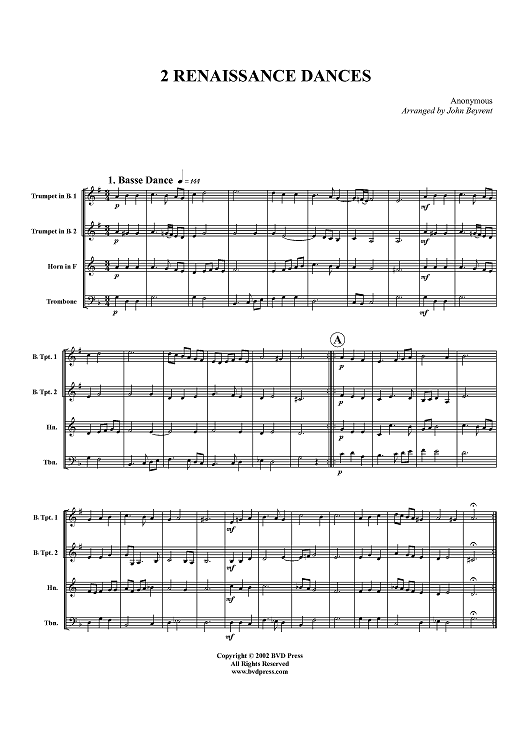 Quartet　for　Brass　Now　Renaissance　Dances　Music　Sheet　Scorequot;　Music　Mixed　Sheet