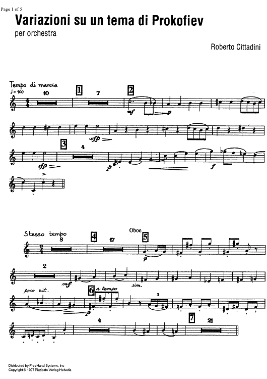 Variazioni su un tema di Prokofiev - Oboe 1
