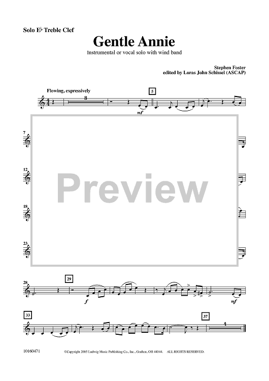 Gentle Annie - Solo Eb Treble Clef