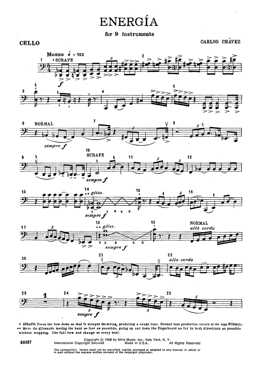 Energia - for Nine Instruments - Cello