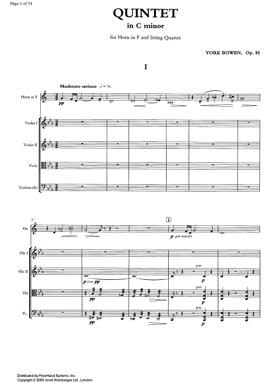 Quintet c minor Op.85 - Score