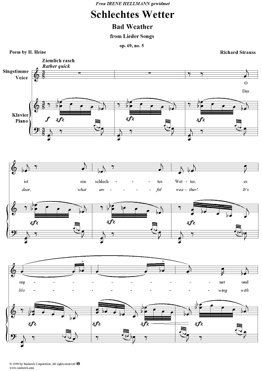 5 kleine Lieder, Op. 69:  No. 5, Schlechtes Wetter