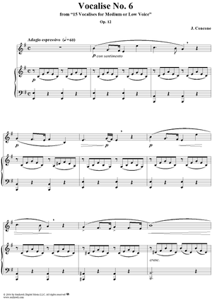 15 Vocalises for Medium or Low Voice, Op. 12: No. 6