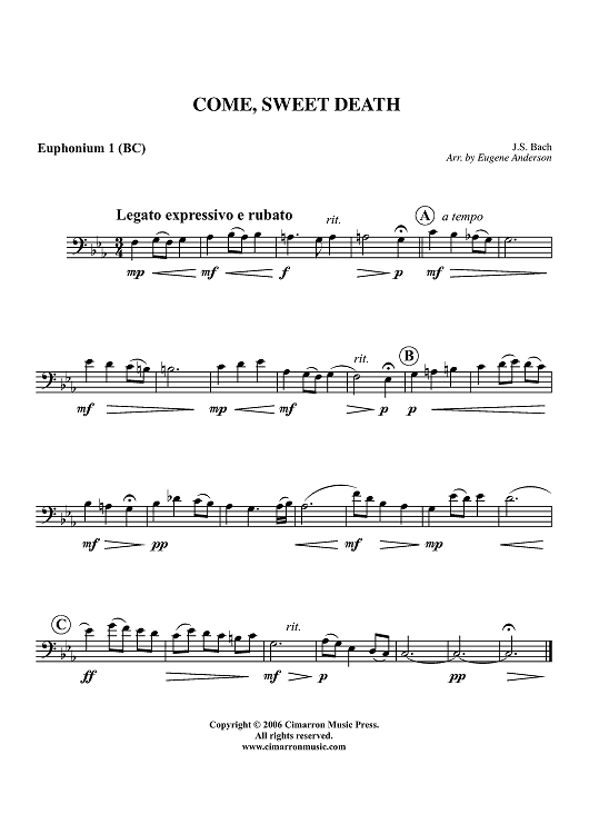 Come, Sweet Death - Euphonium 1 BC/TC