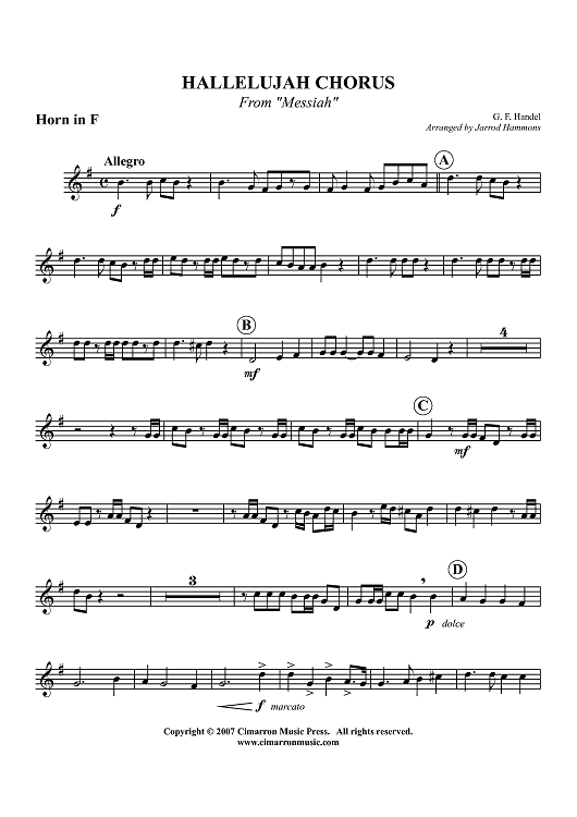 Hallelujah Chorus from "Messiah" - Horn in F