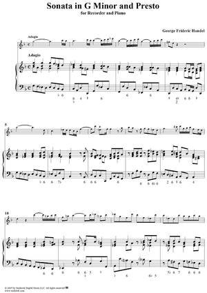 Sonata in G Minor and Presto - Piano
