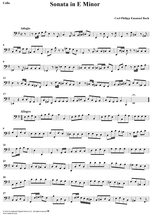 Sonata in E Minor - Cello