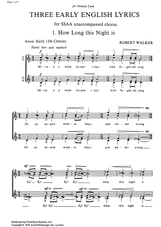 3 Early English Lyrics - Score