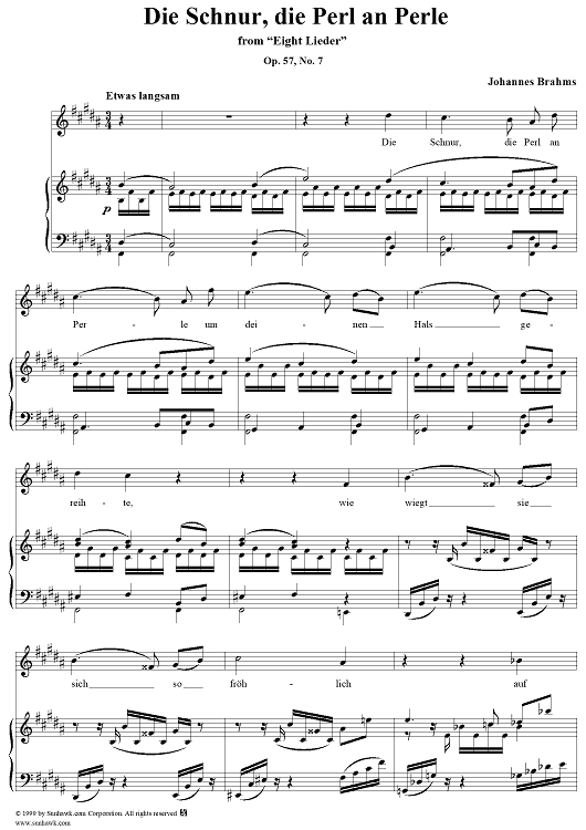 Eight Lieder, Op.57, No.7 Die Schnur, die Perl an Perle