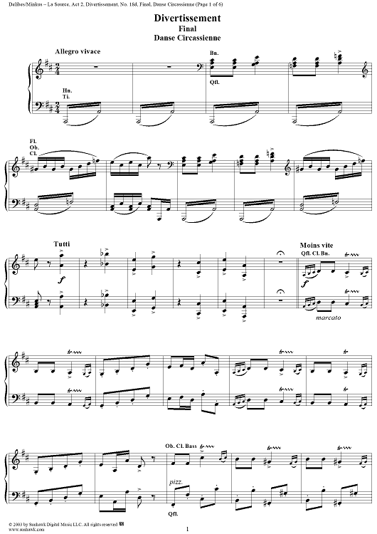 La Source, Act 2, No. 18d: Divertissement - Final, Danse Circassienne