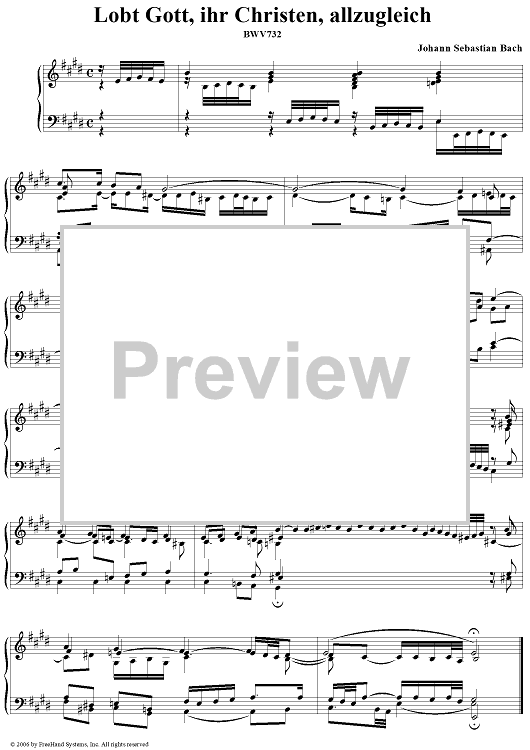 Lobt Gott, ihr Christen, allzugleich, BWV732